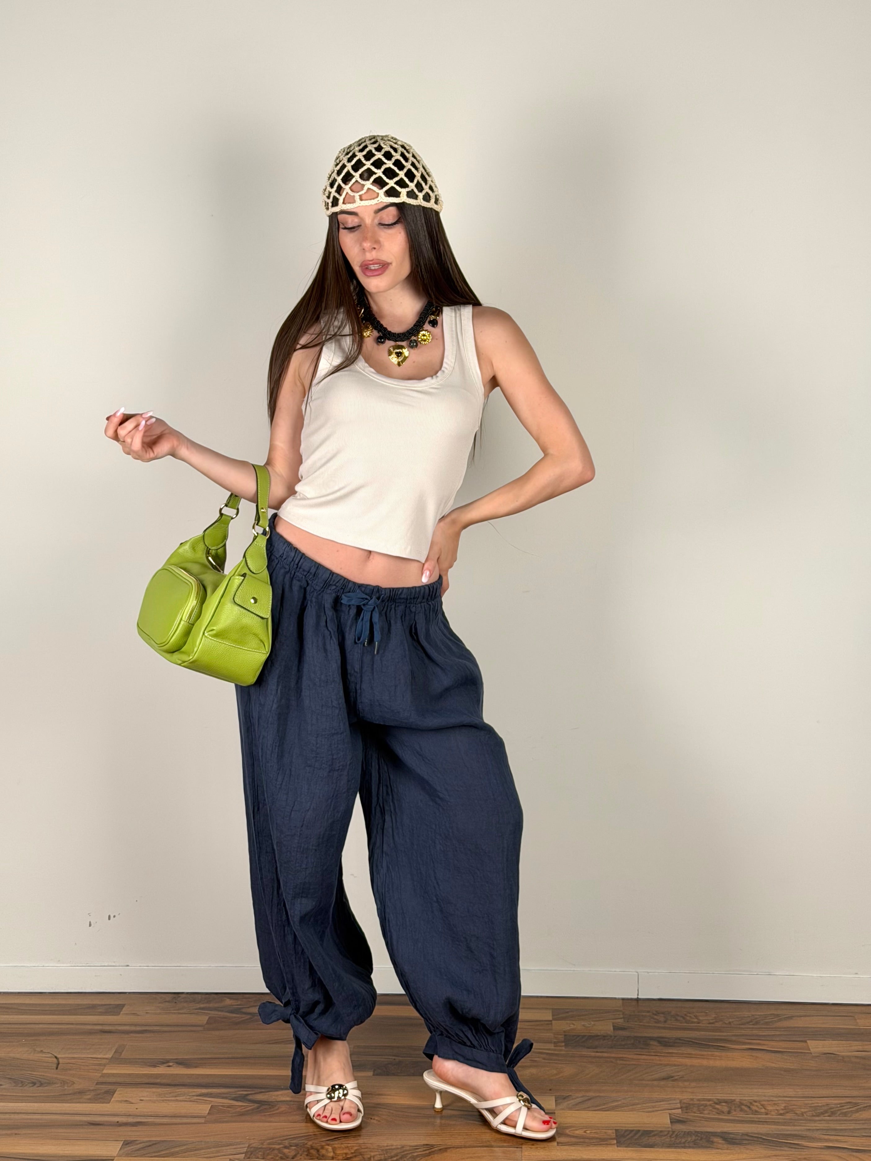 Pantalone Lino Rum blu