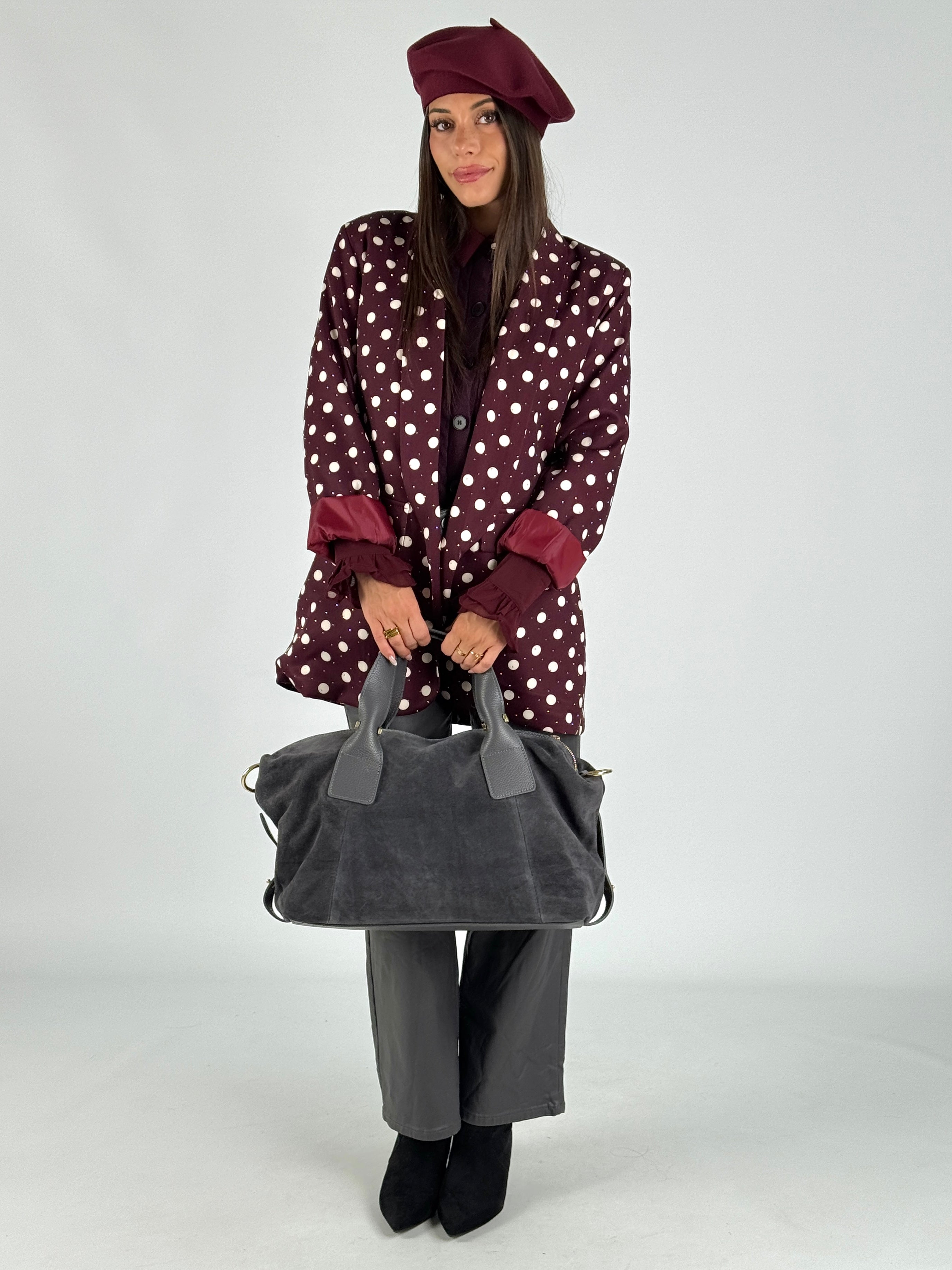 Giacca pois zirconi bordeaux