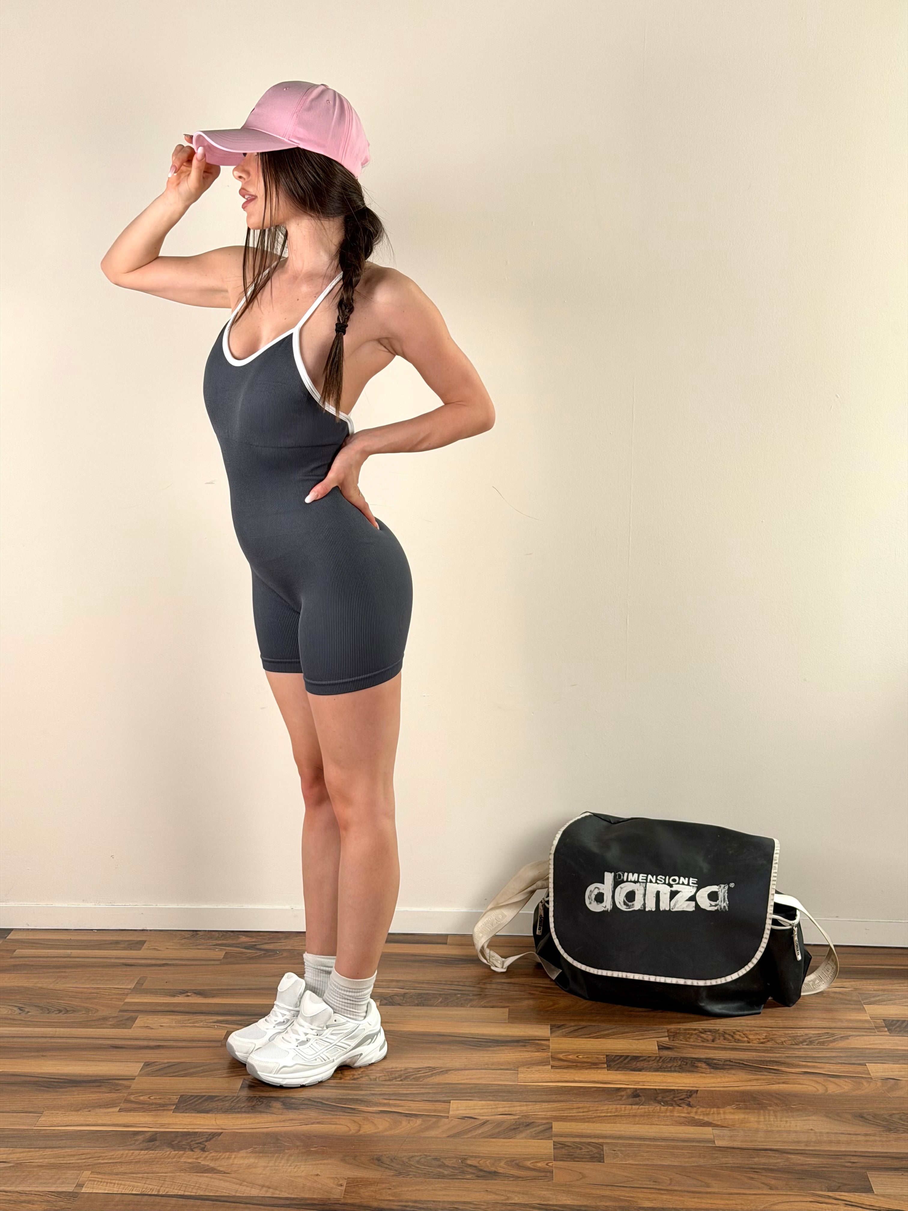 Jumpsuit Sportiva Ribbed grigia