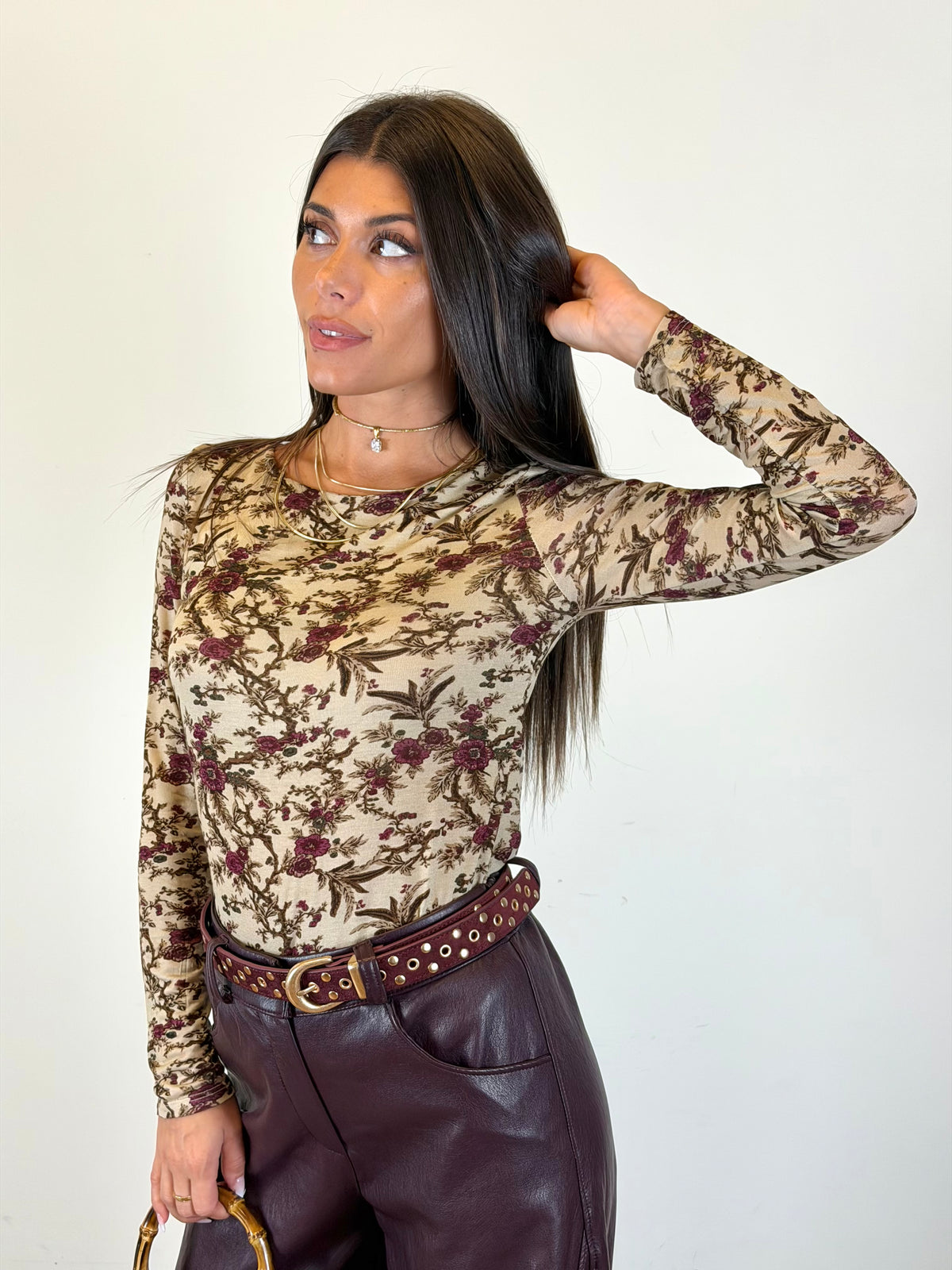 Maglia Floreale beige