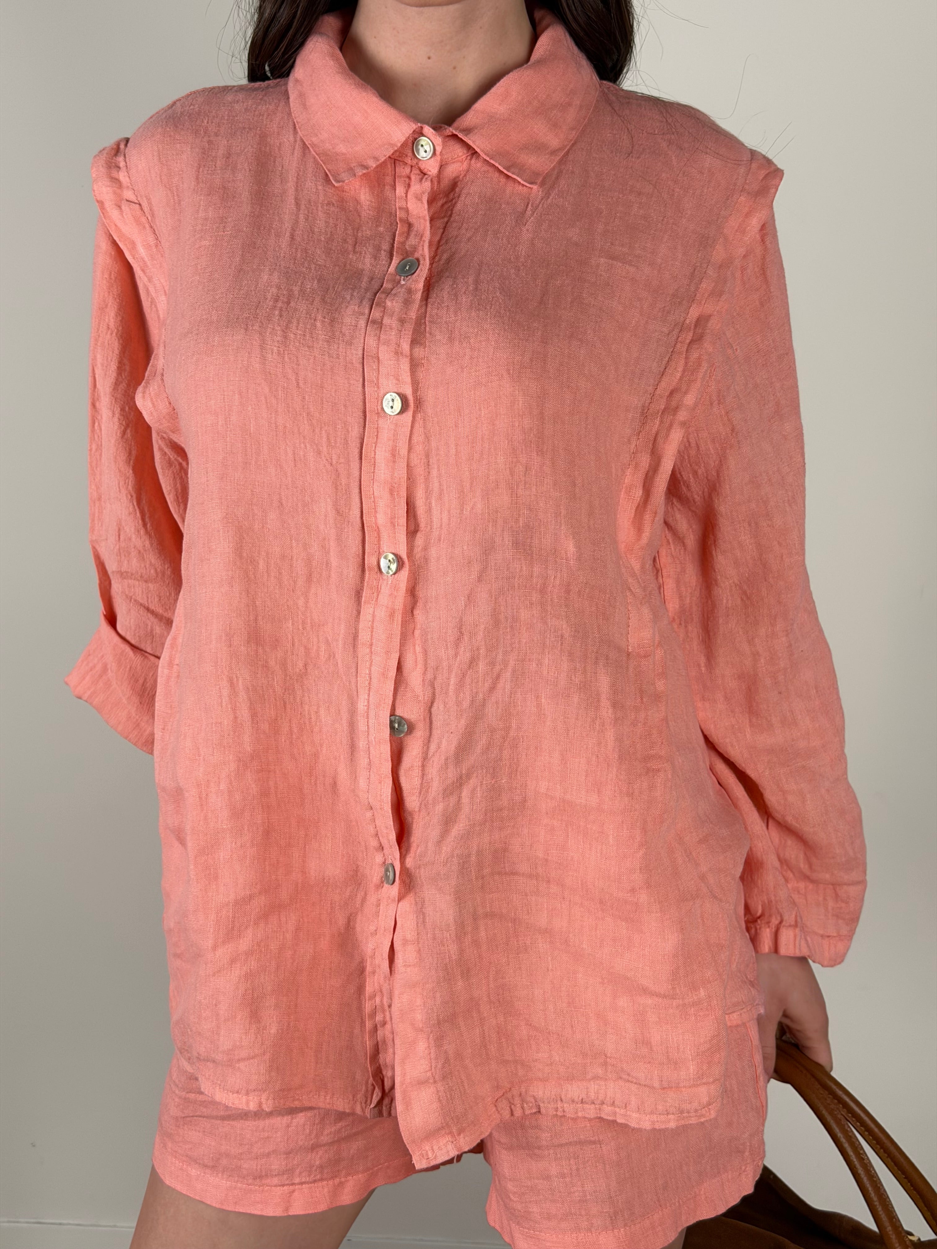 Camicia Lino Taylor Salmone