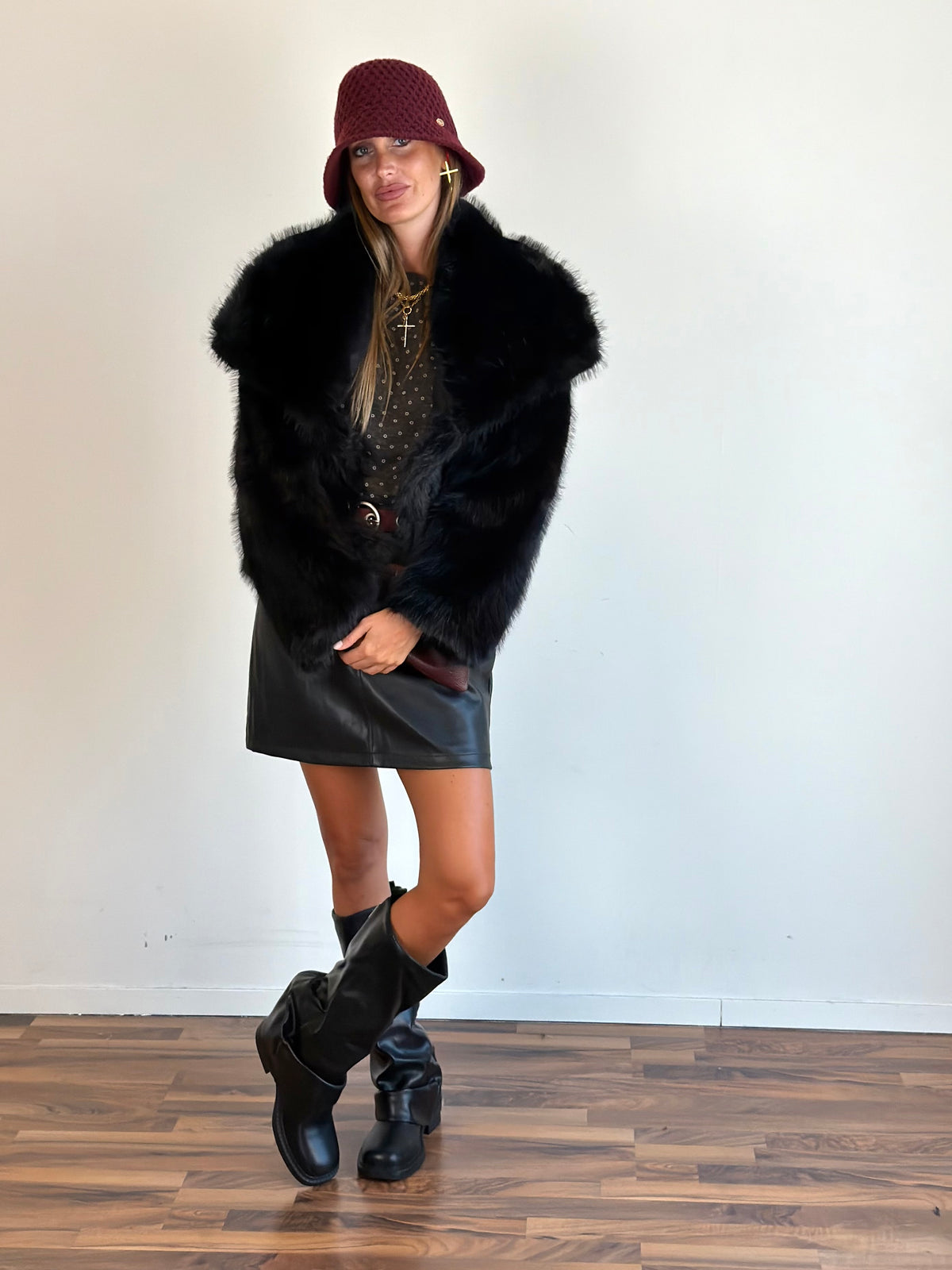 Pelliccia reversibile Jacqueline nero