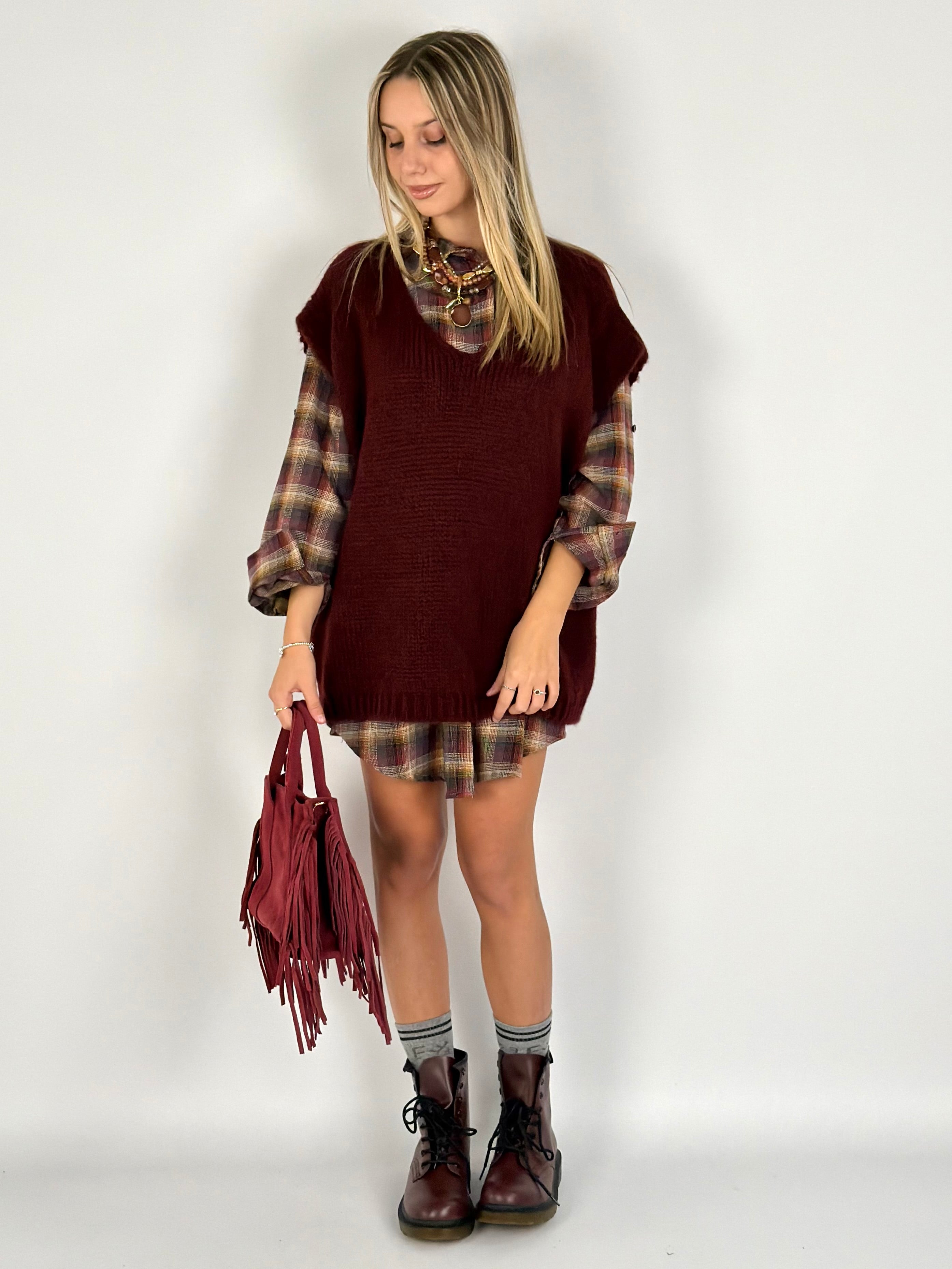 Smanicato + sciarpa bordeaux