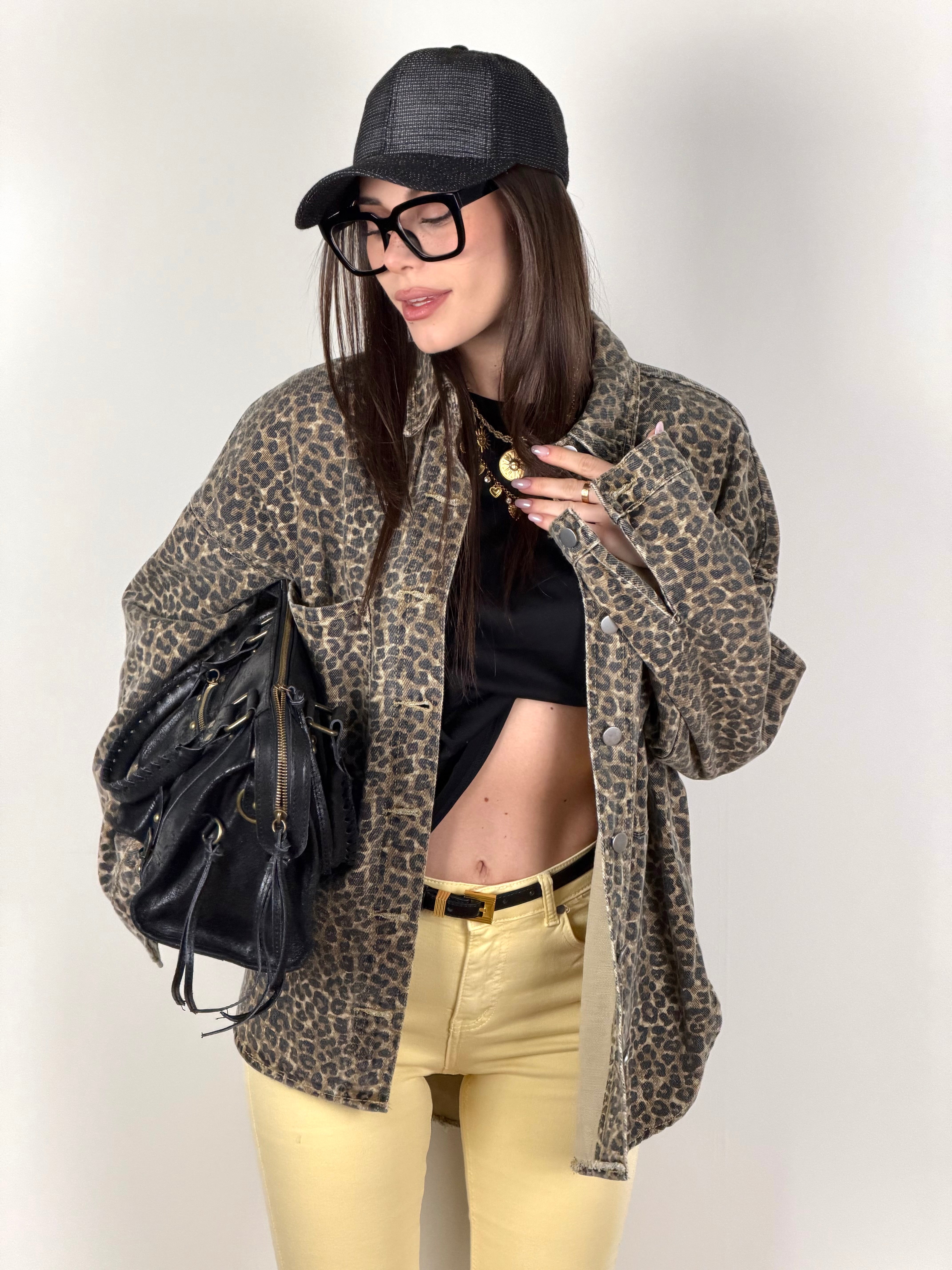 Giubbino jeans maculato