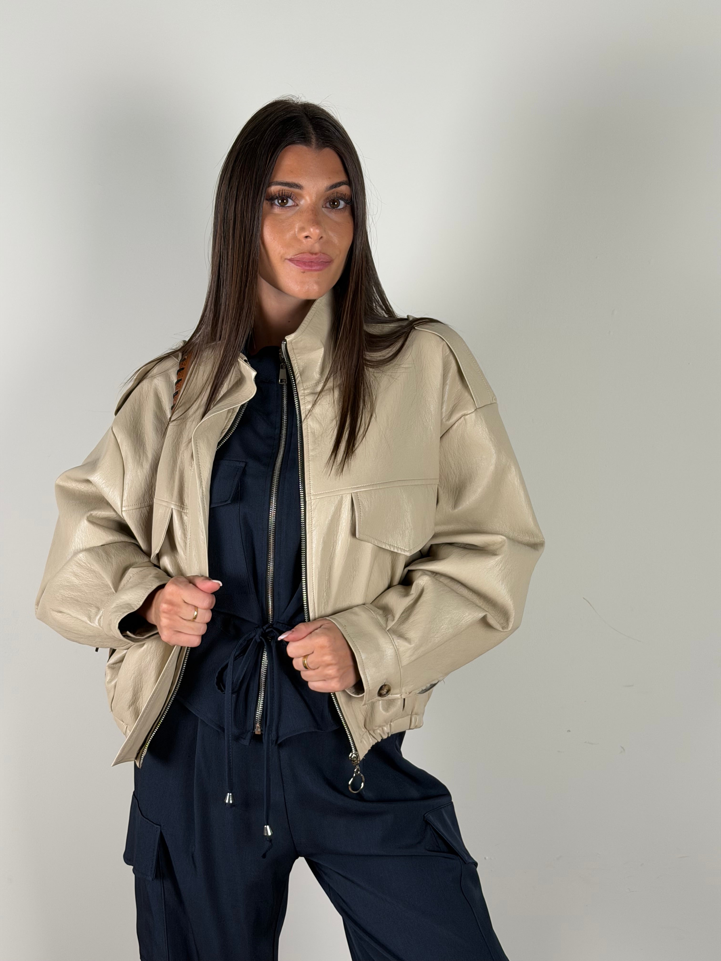Bomber ecopelle Luna beige
