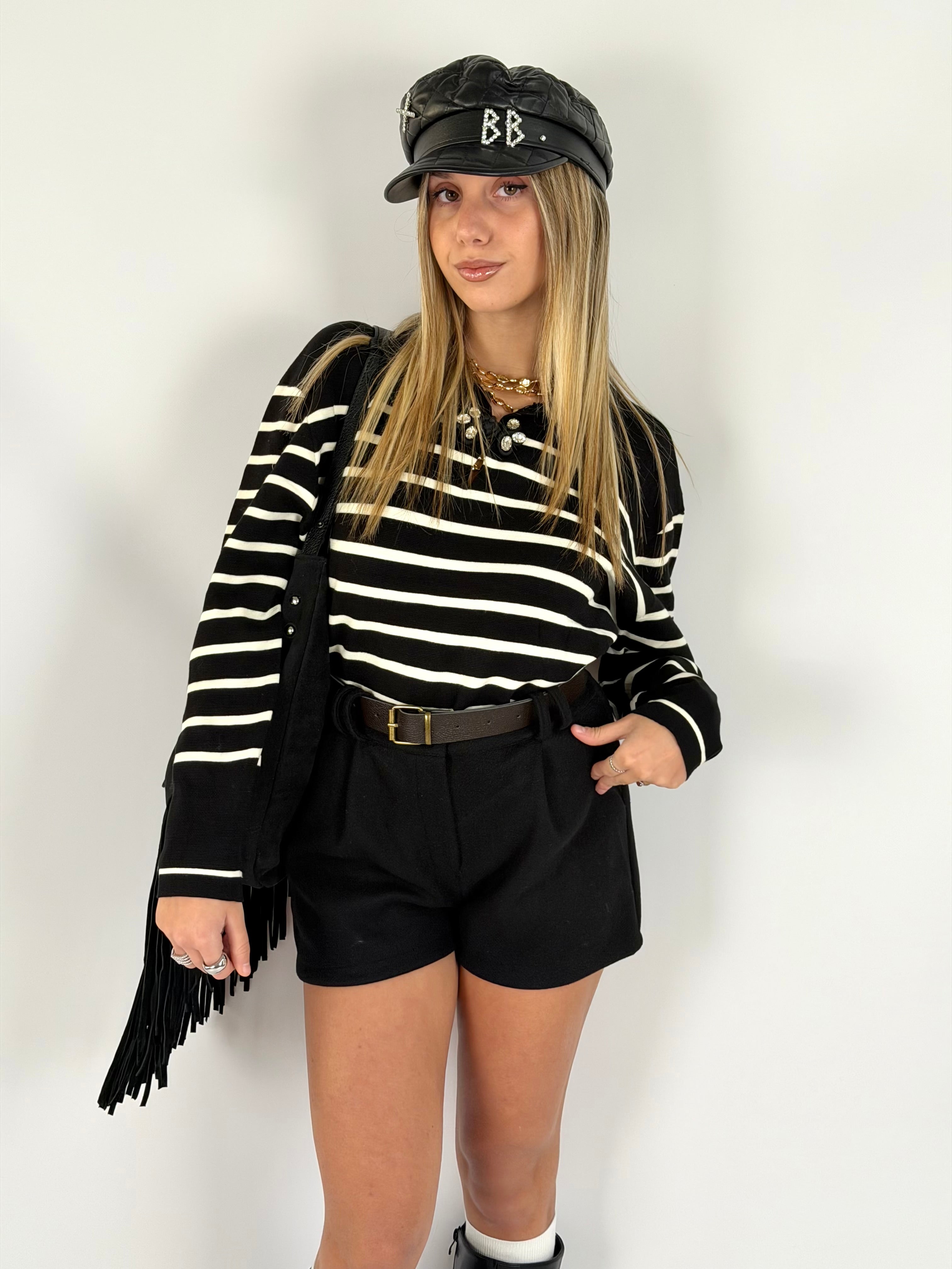 Maglia gioiello righe nera