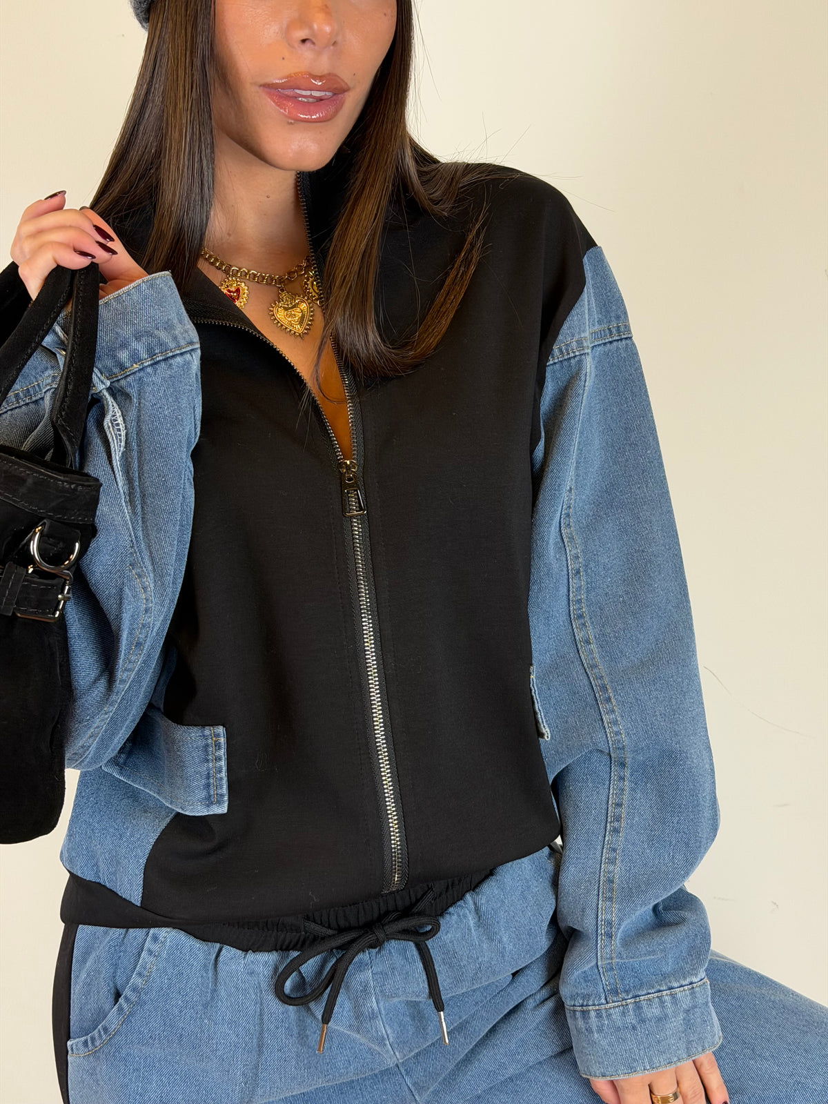 Tuta denim nera
