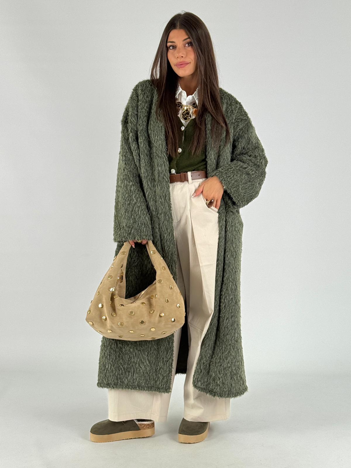 Cappotto Pelliccia lunga verde