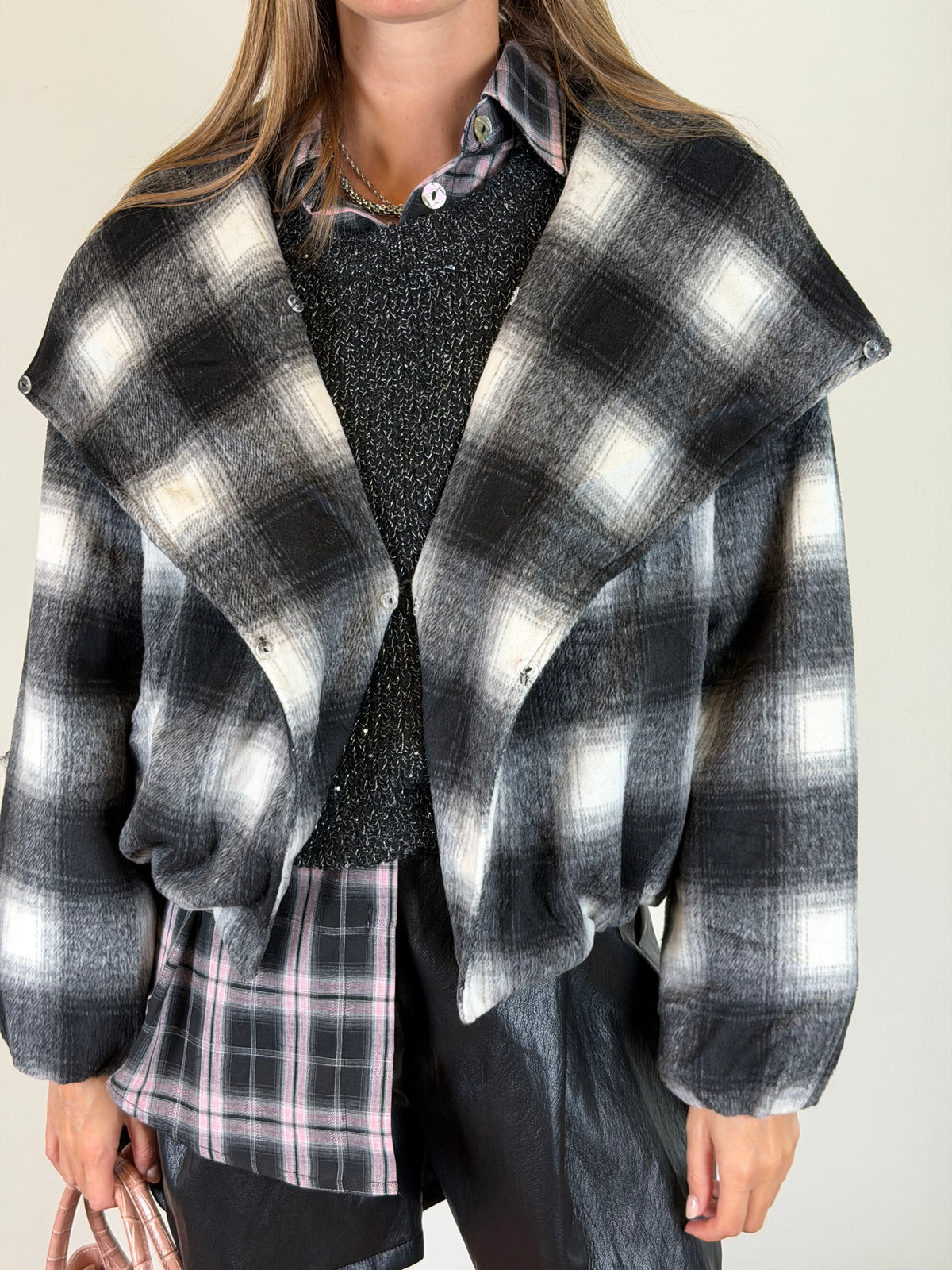 Cappotto check nero