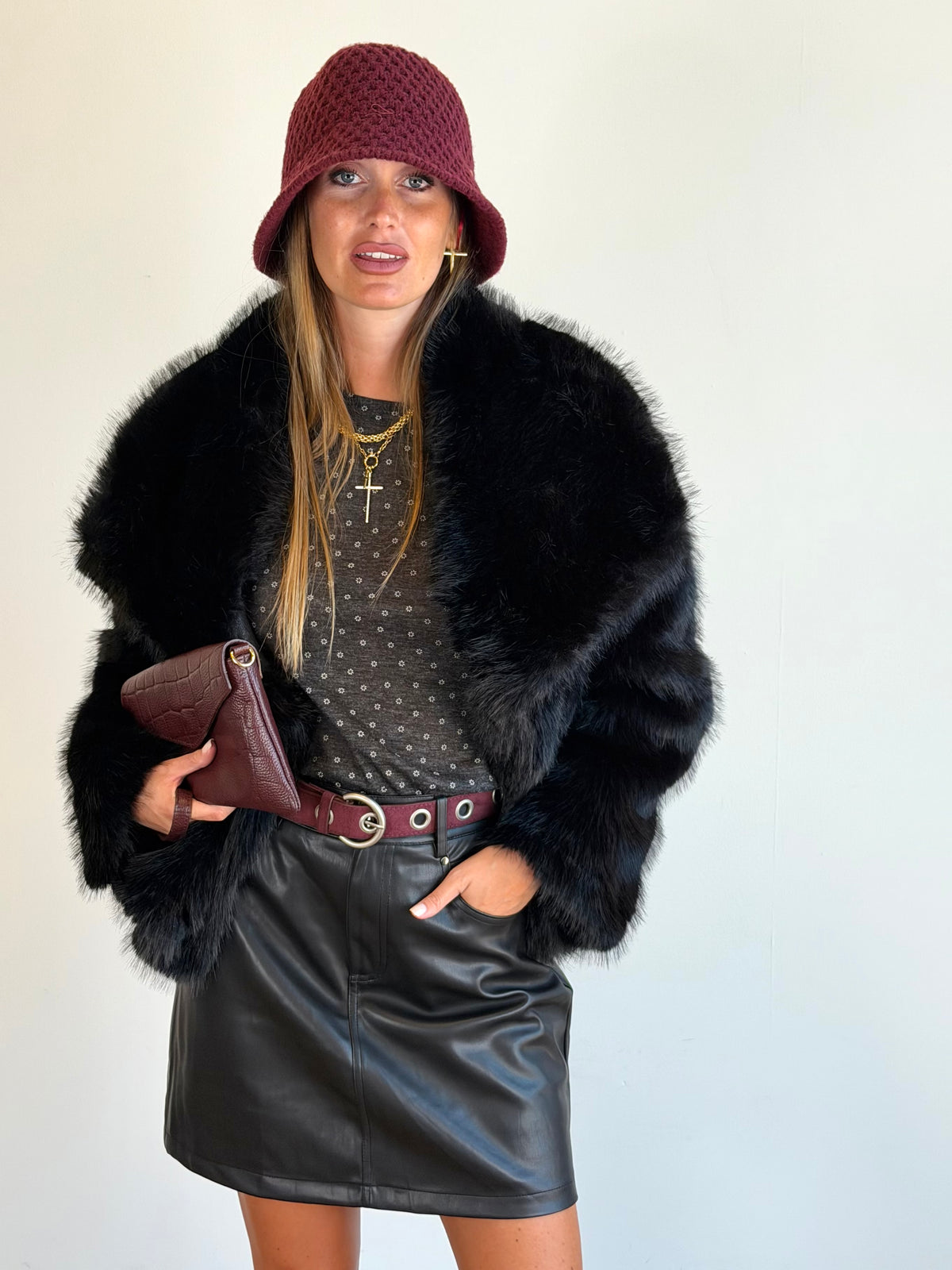 Pelliccia reversibile Jacqueline nero