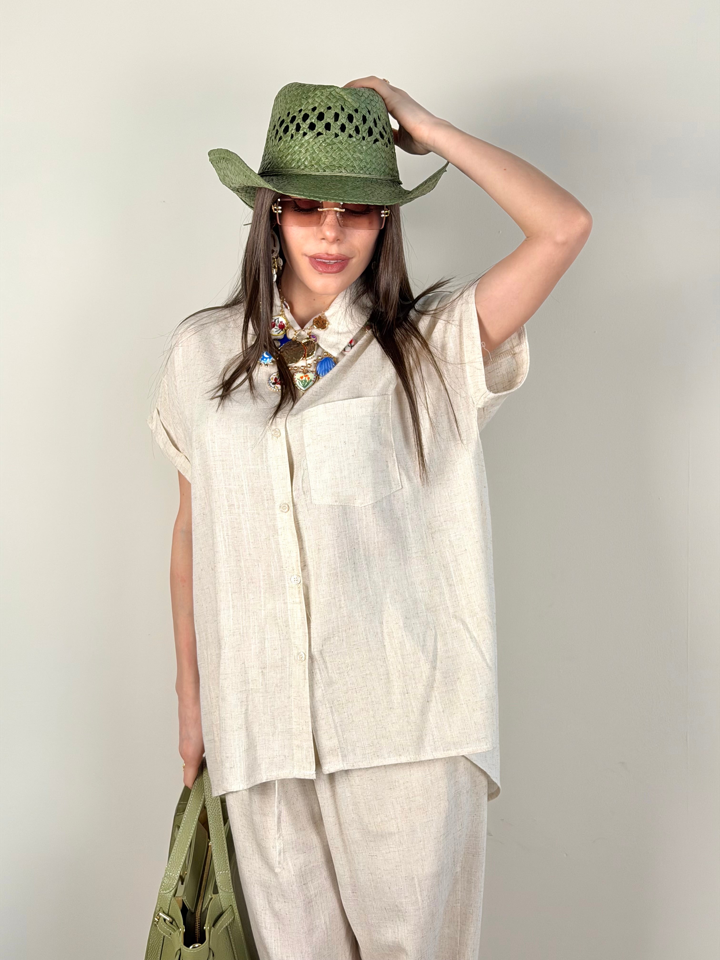 Completo lino beige
