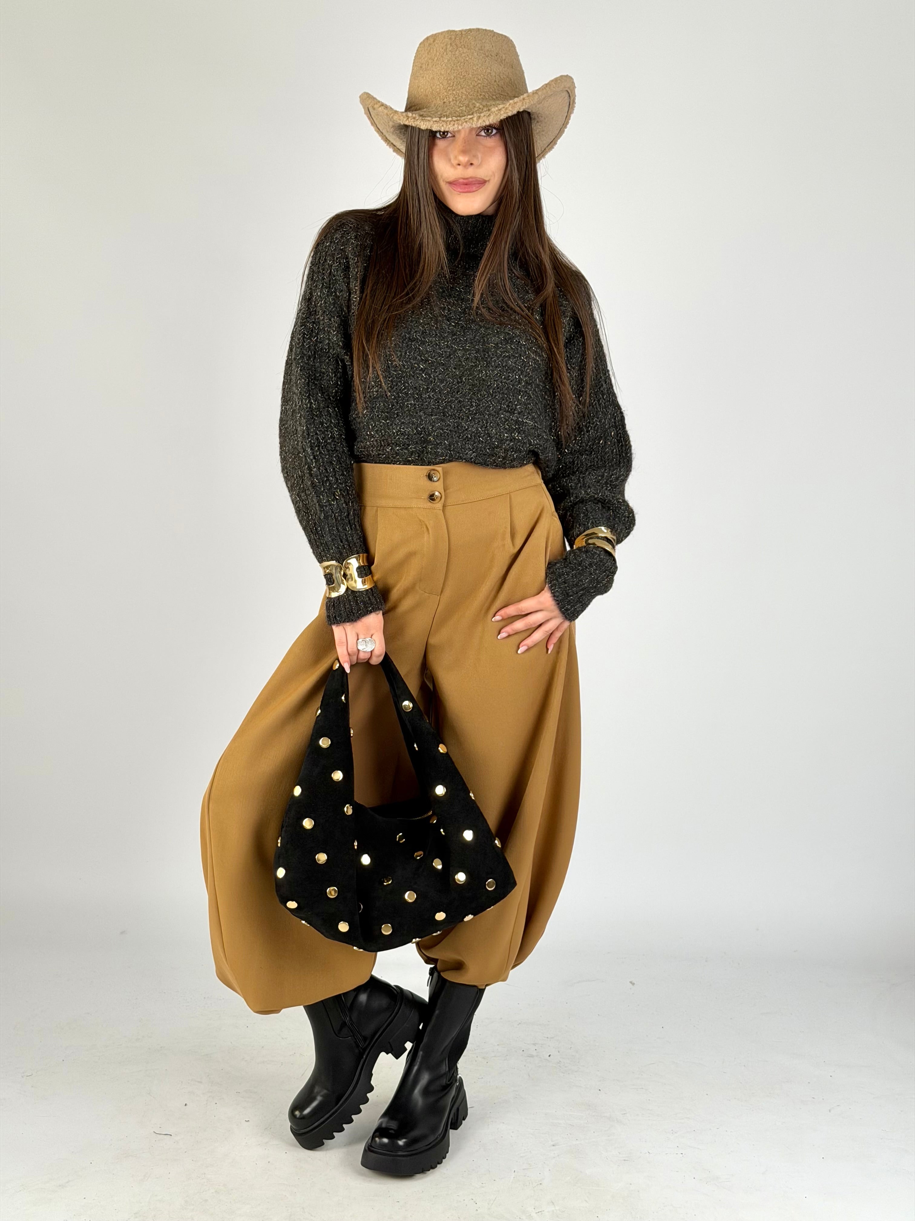 Pantalone parigina tabacco