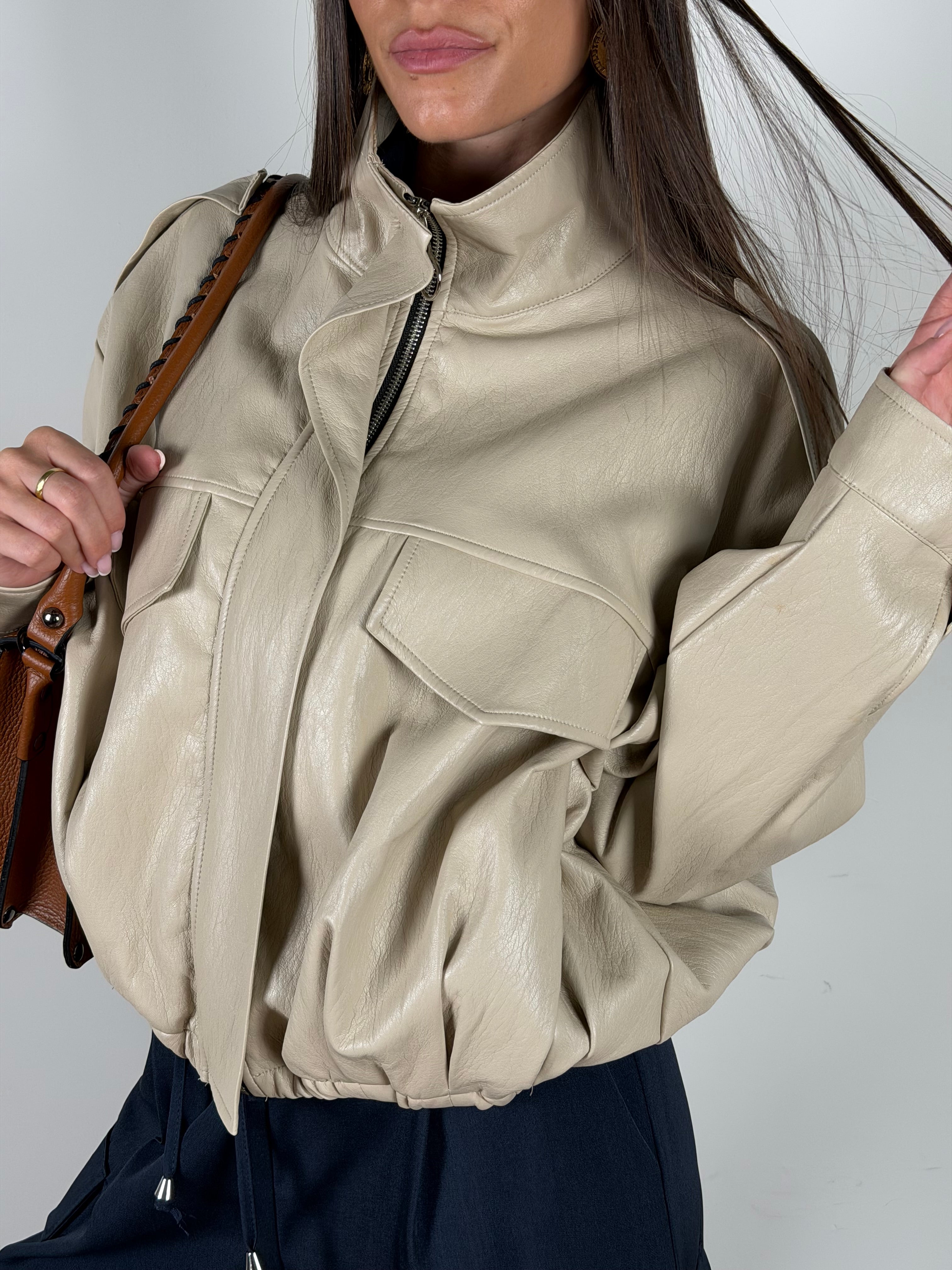 Bomber ecopelle Luna beige