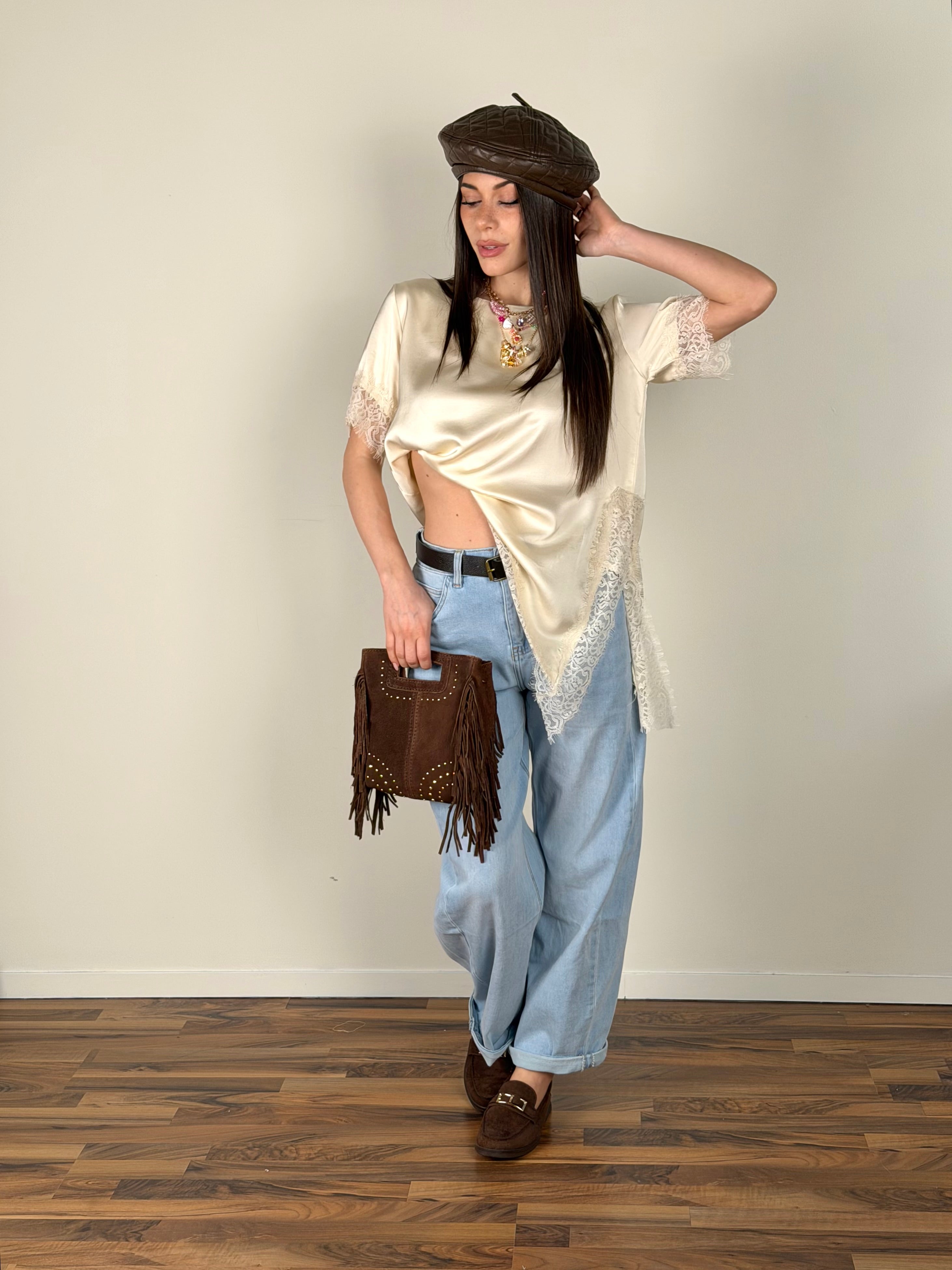 Maglia trasversale beige