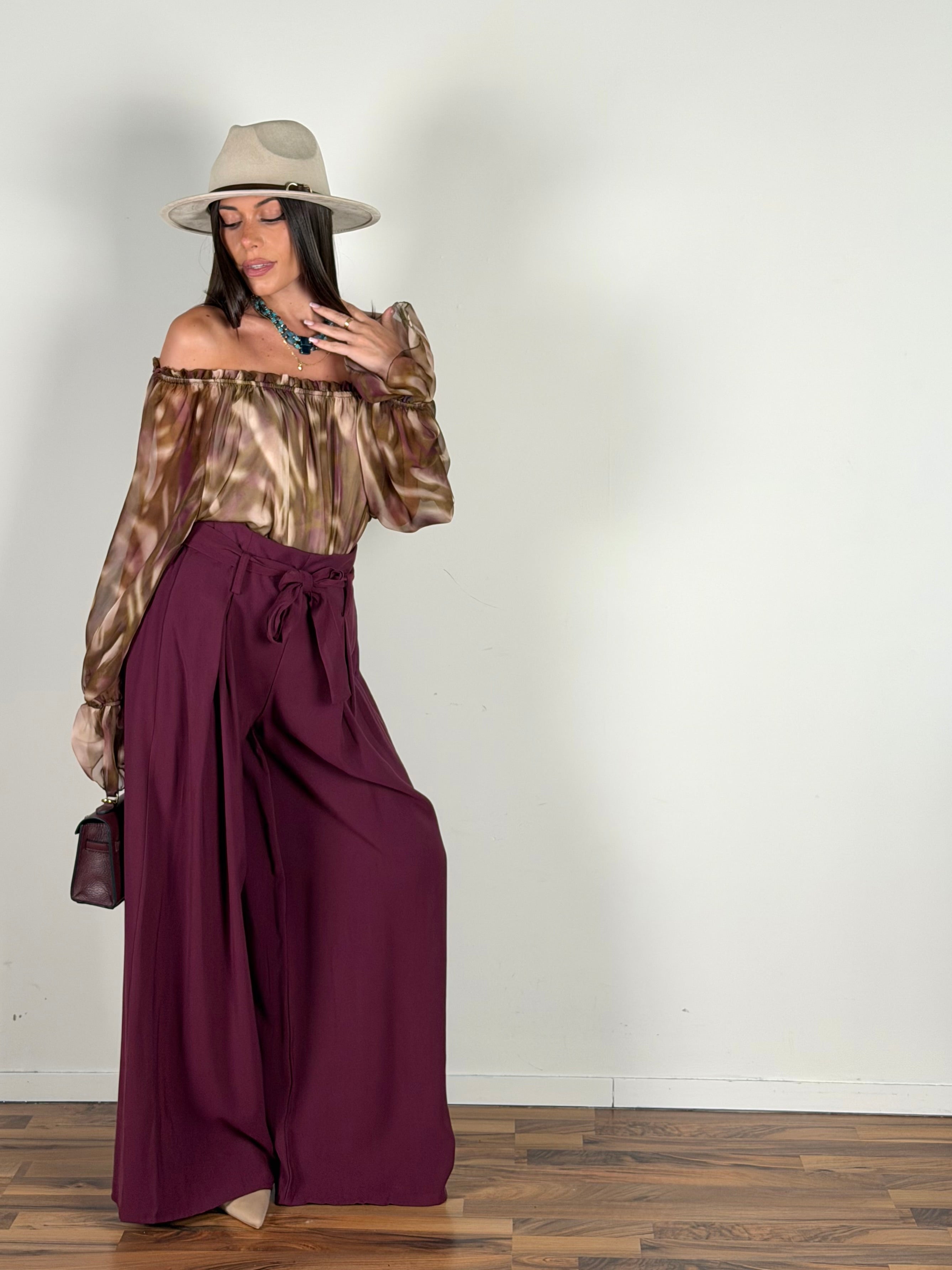 Pantalone Maxi fiocco Milly bordeaux