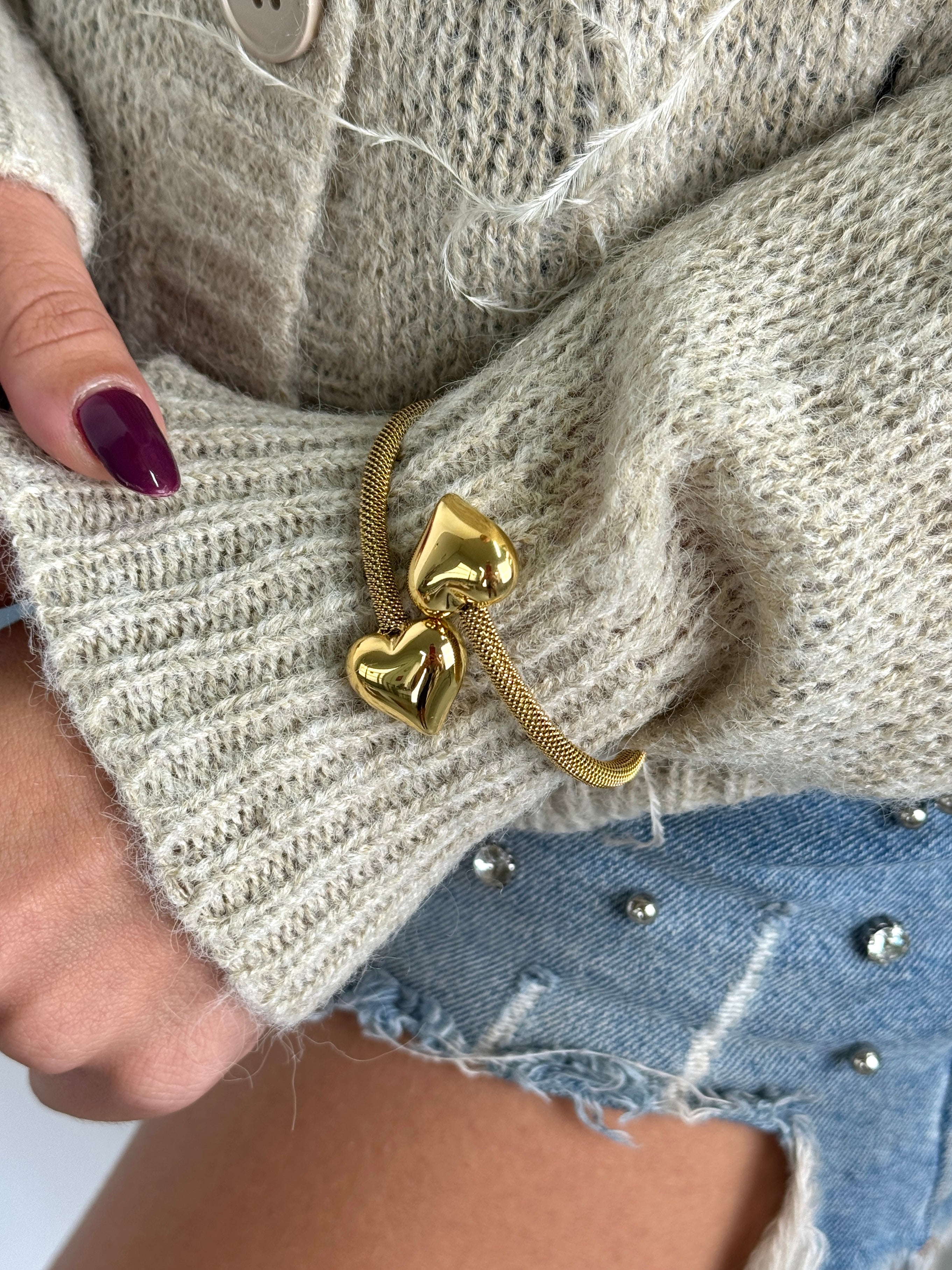 Bracciale rigido due cuori