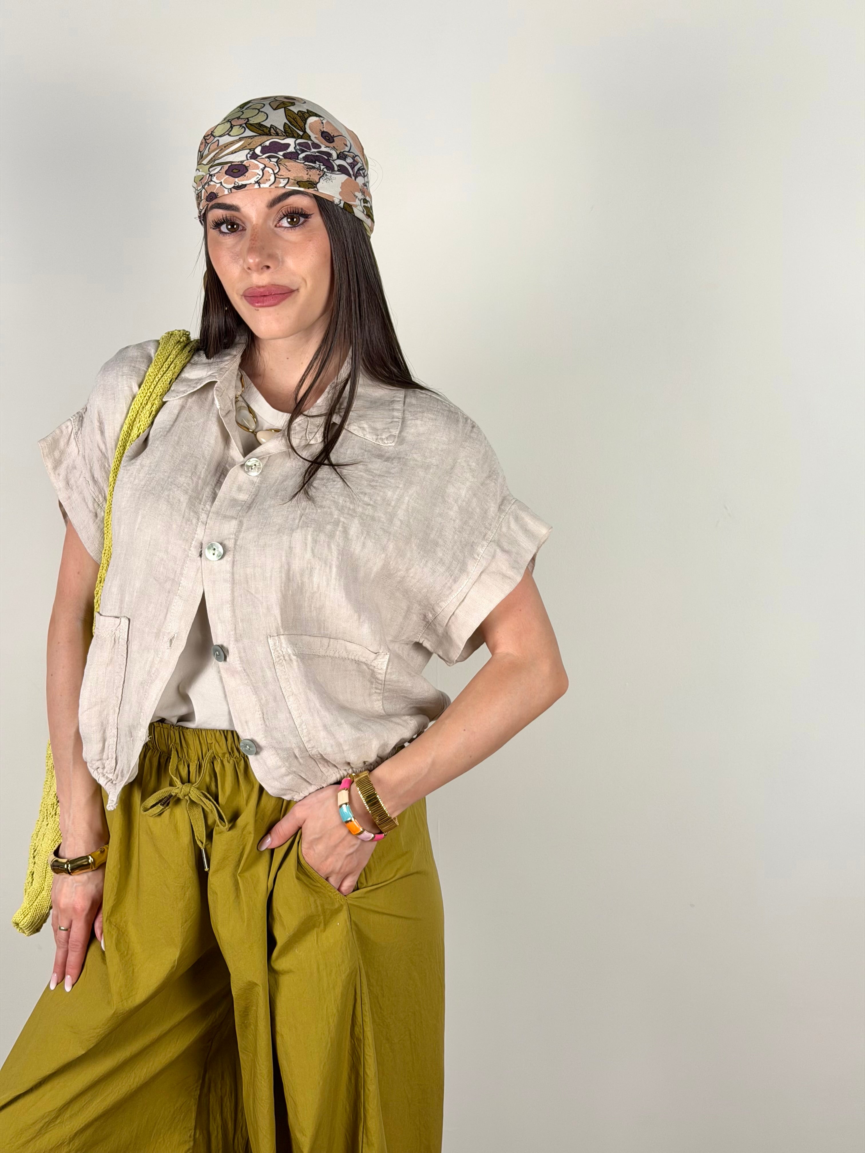 Camicia puro lino Duna beige