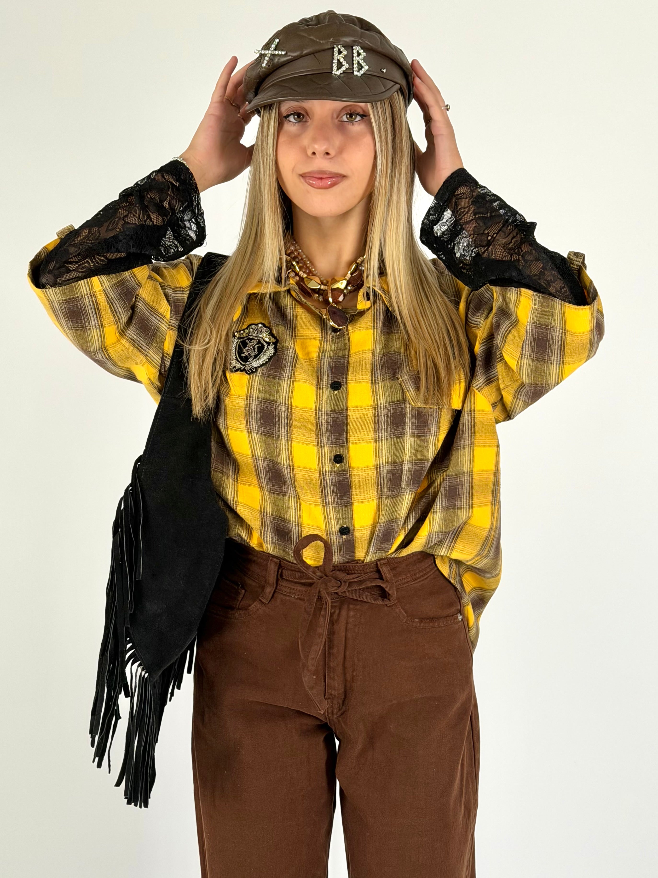 Camicia check Sally gialla