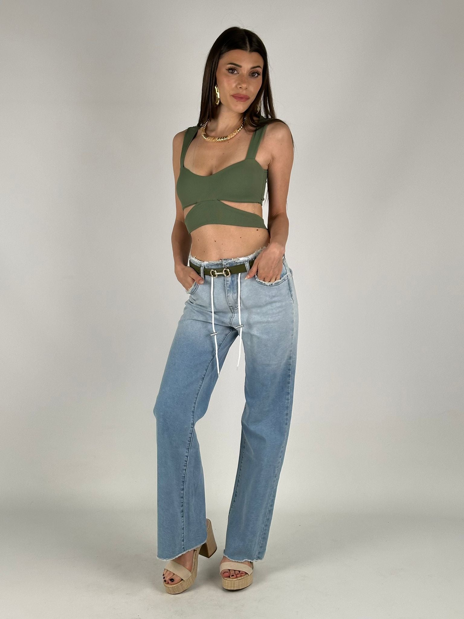 Jeans coulisse sfrangiato alicia