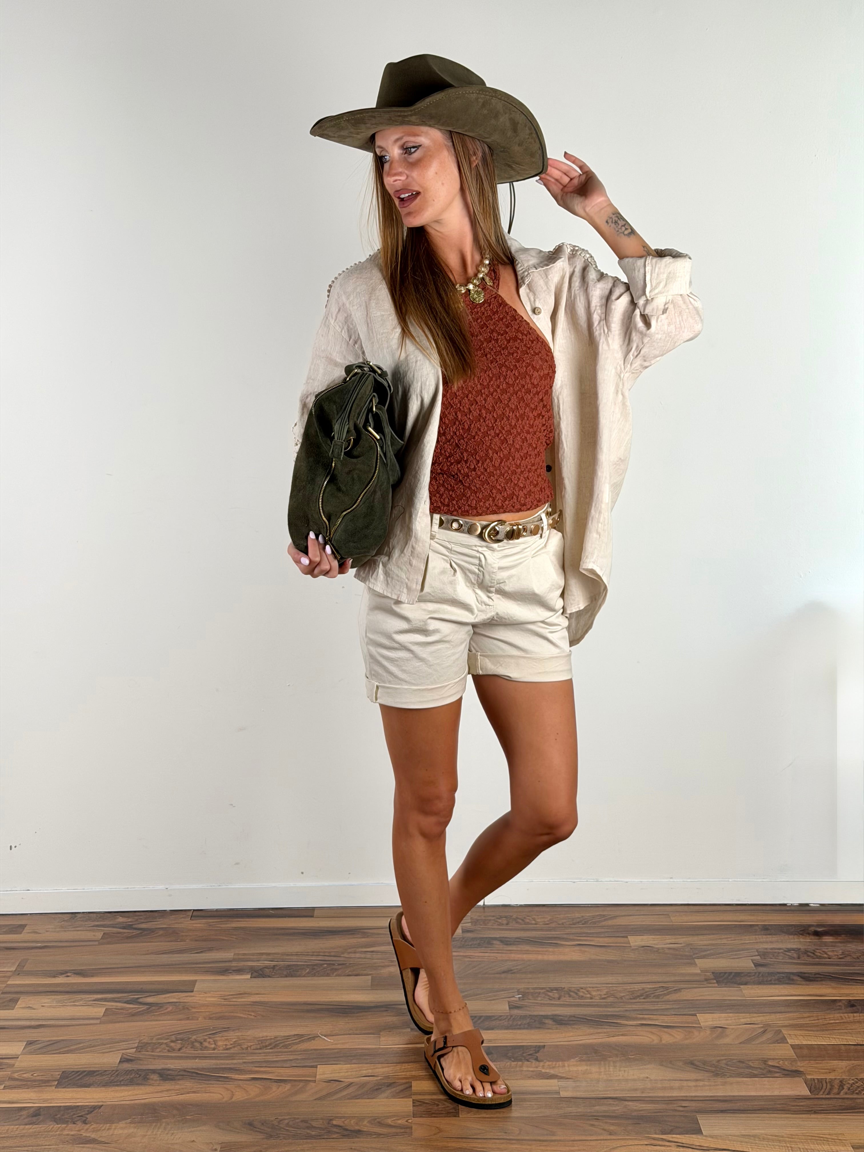 Camicia puro lino Valentine beige