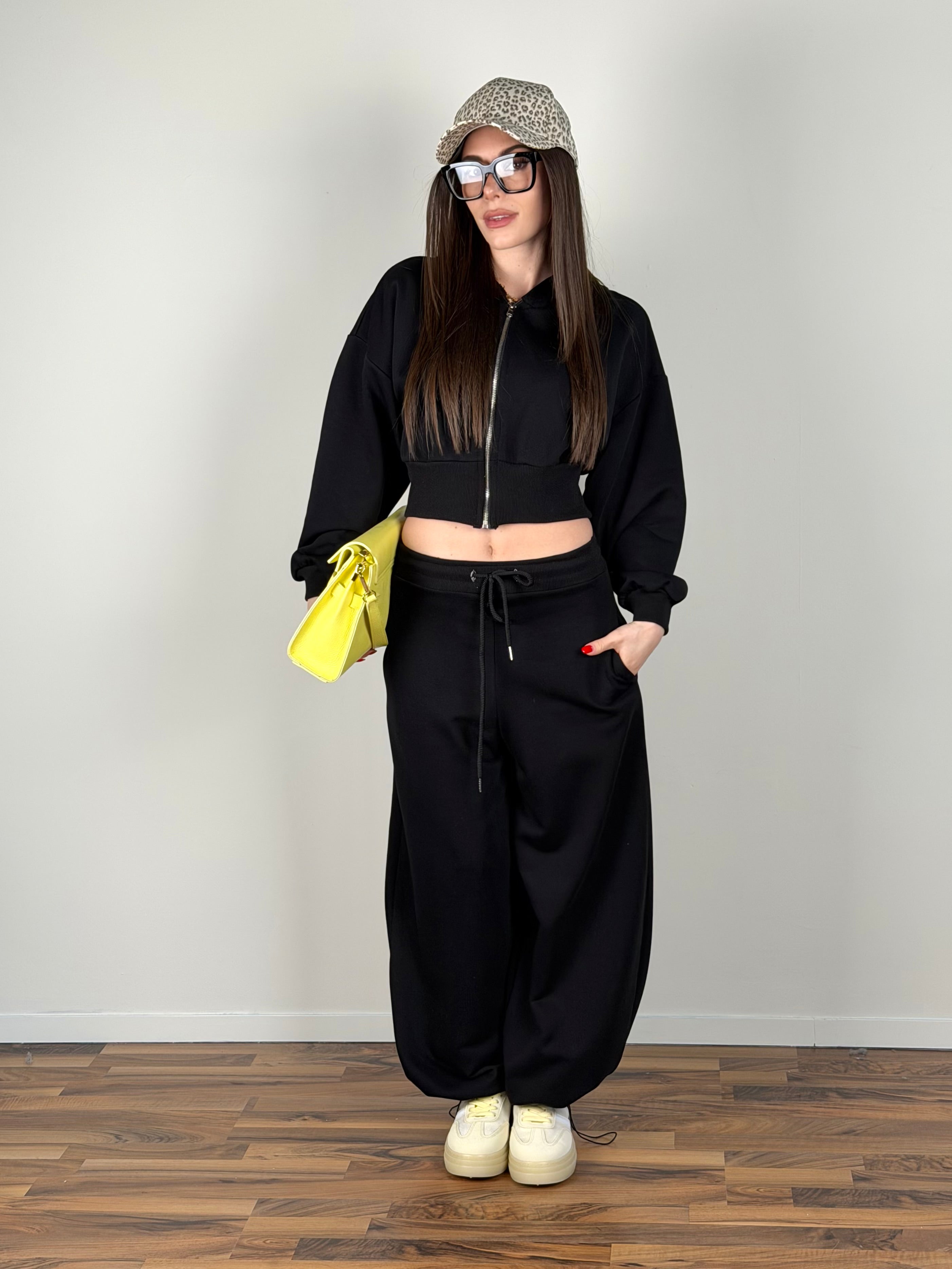 Felpa tuta sportiva basic nera