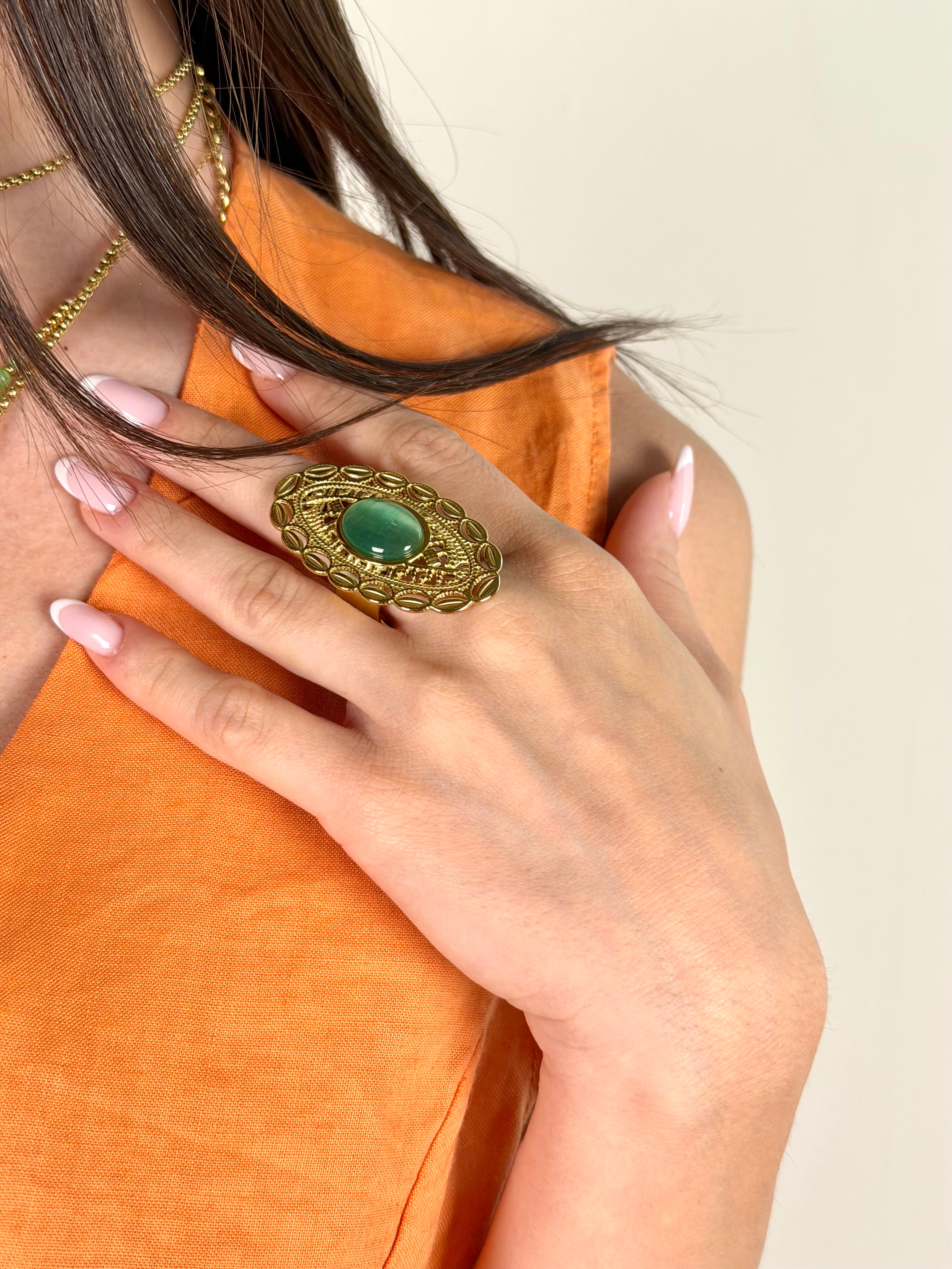 Anello Sole verde - collezione multicolor