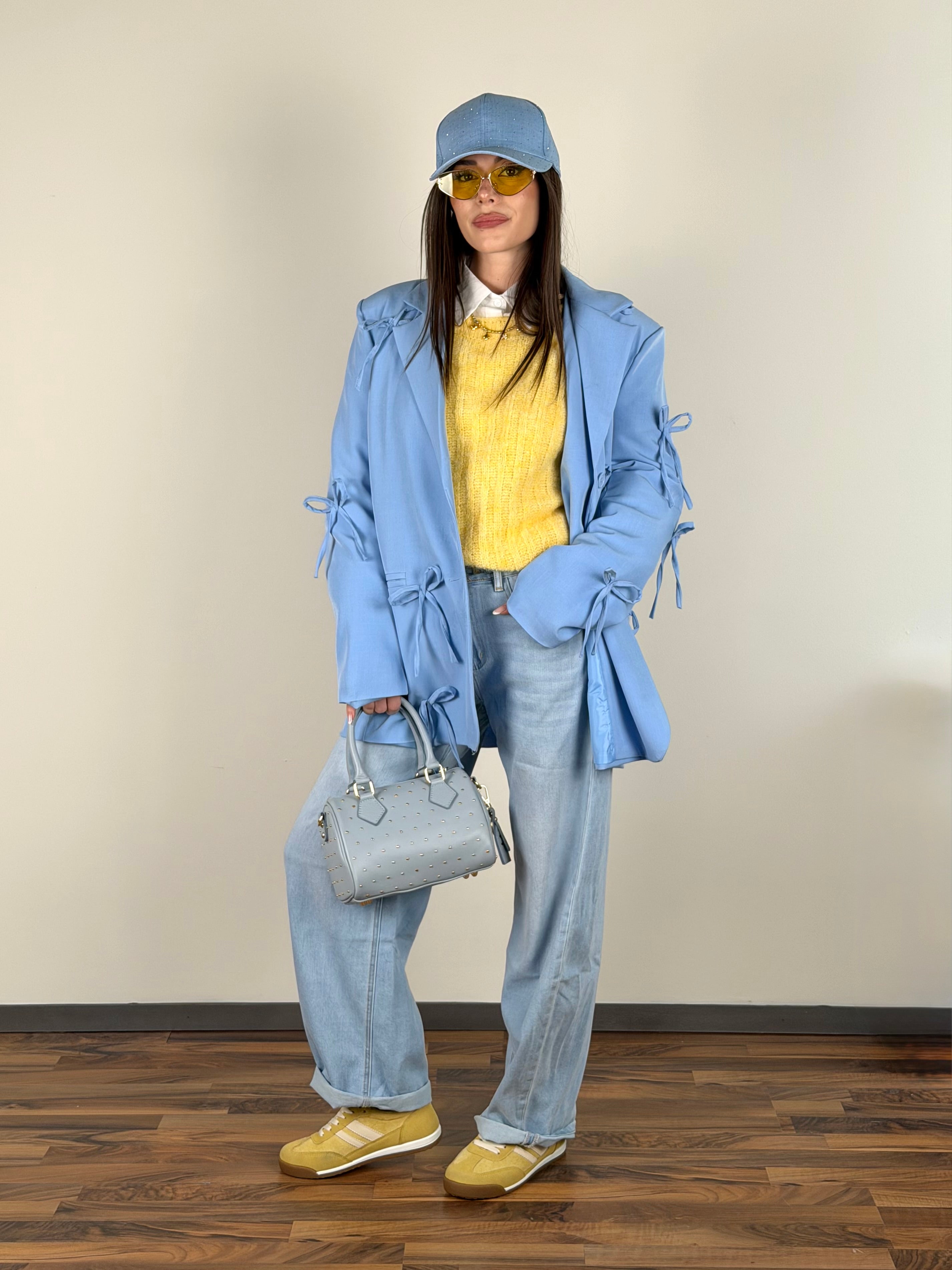 Giacca fiocchi celeste