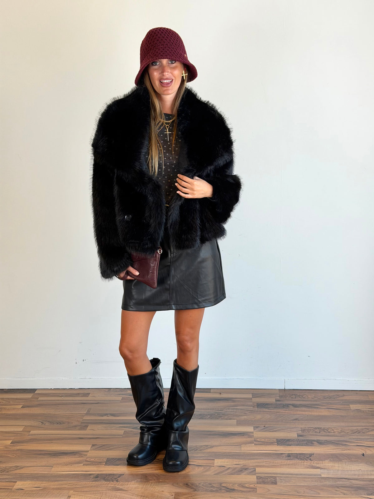 Pelliccia reversibile Jacqueline nero