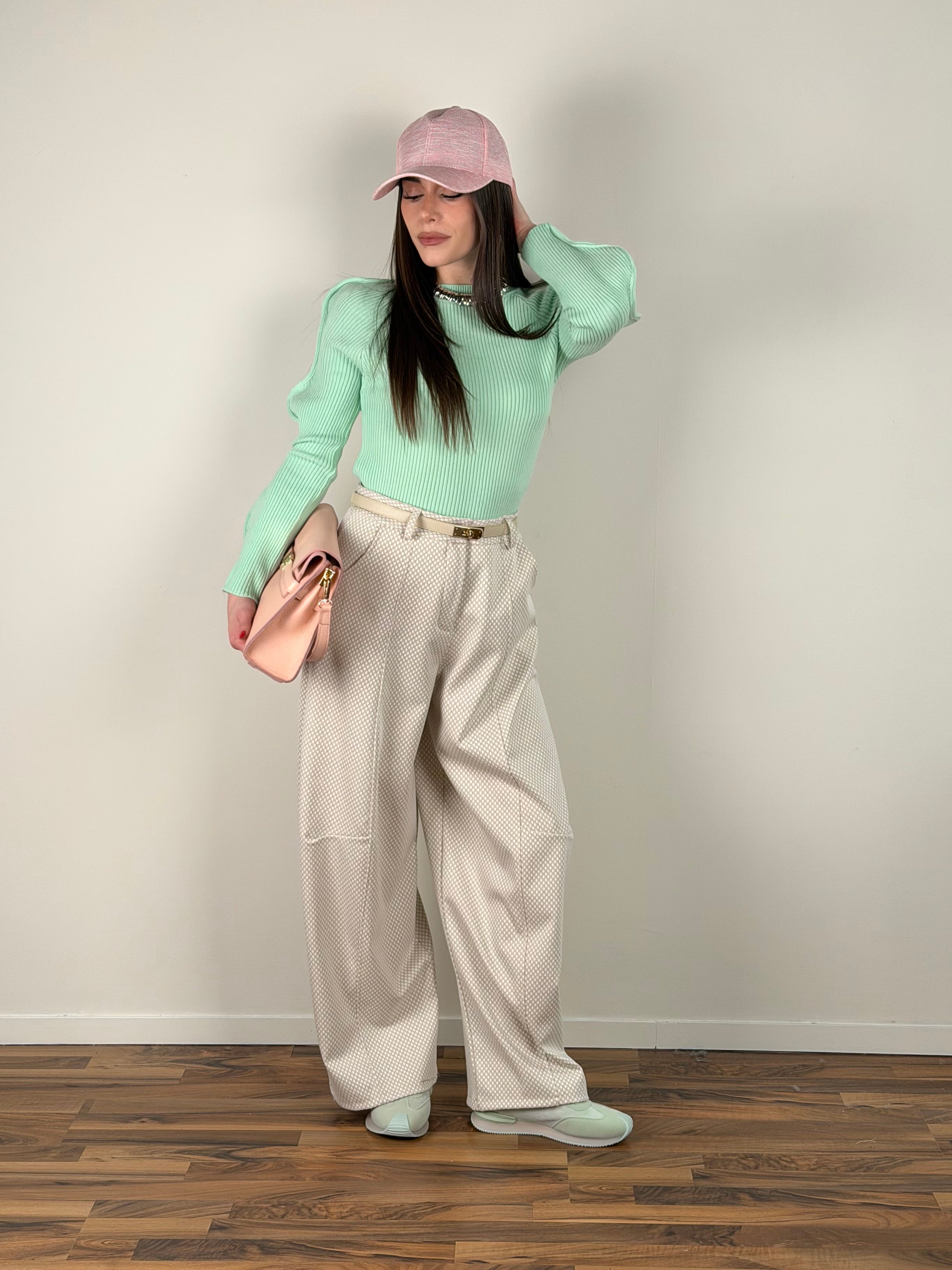 Pantalone pois beige