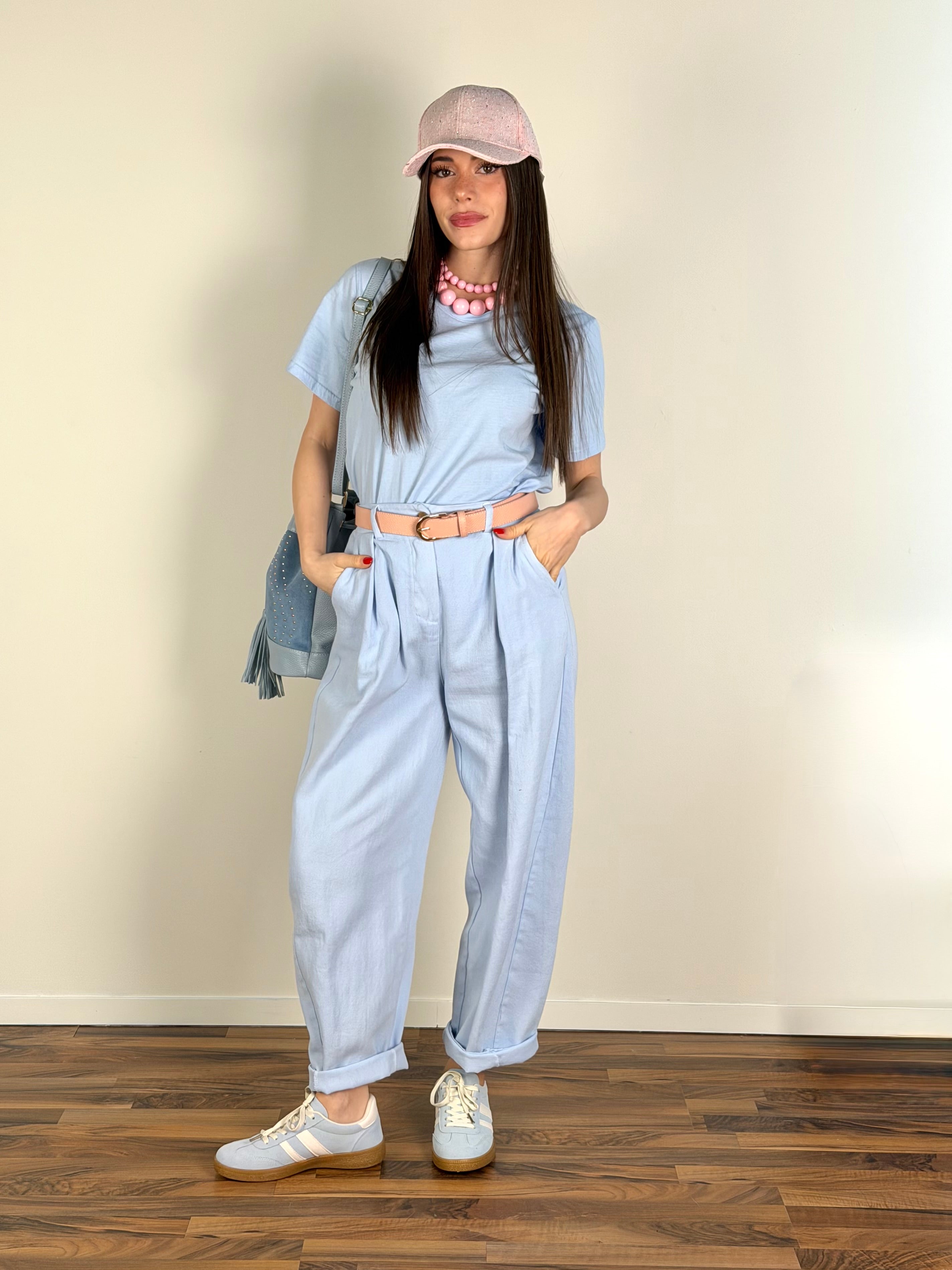 T-shirt monocolore celeste