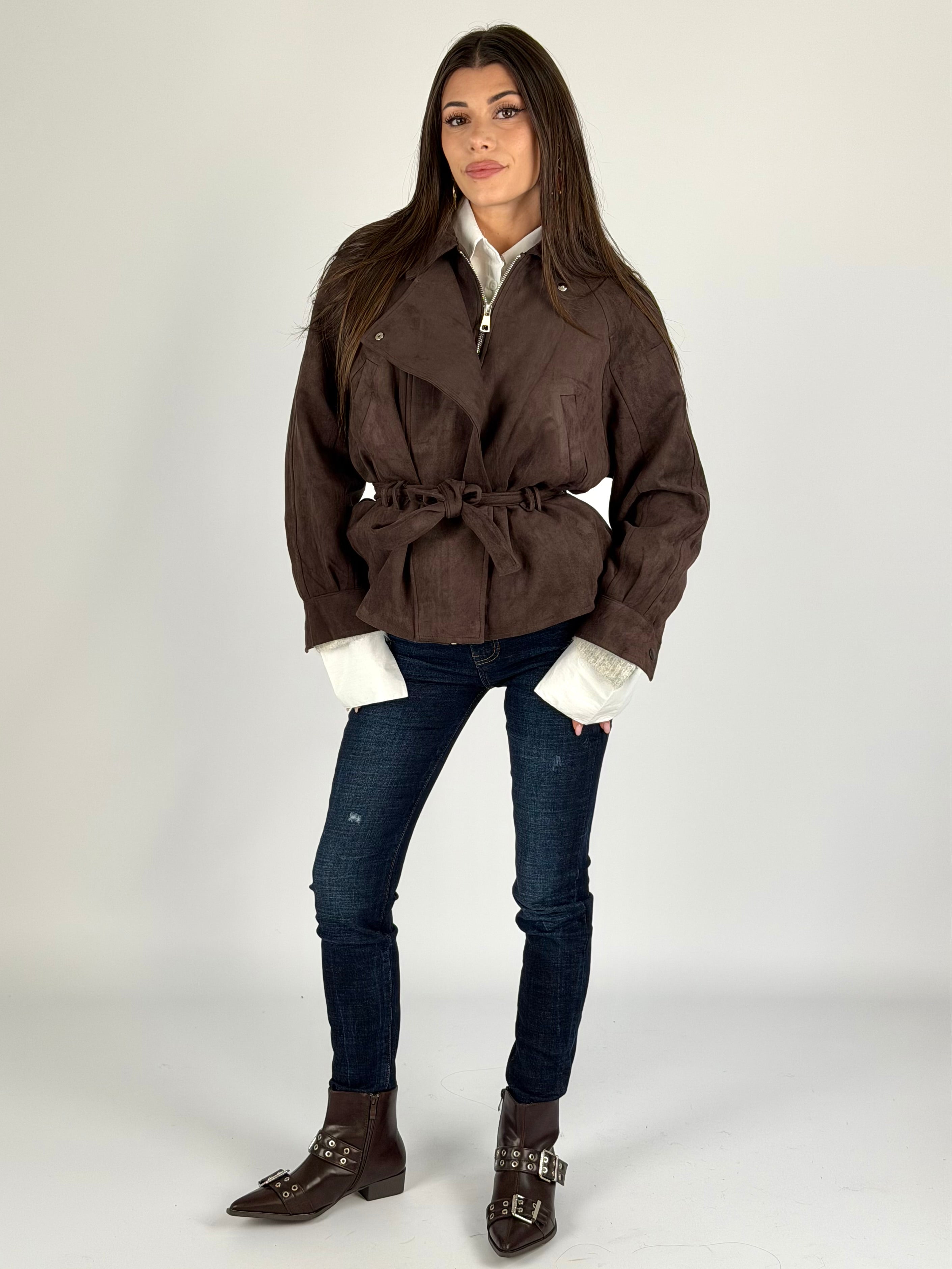 Giubbino Regina scamosciato moro