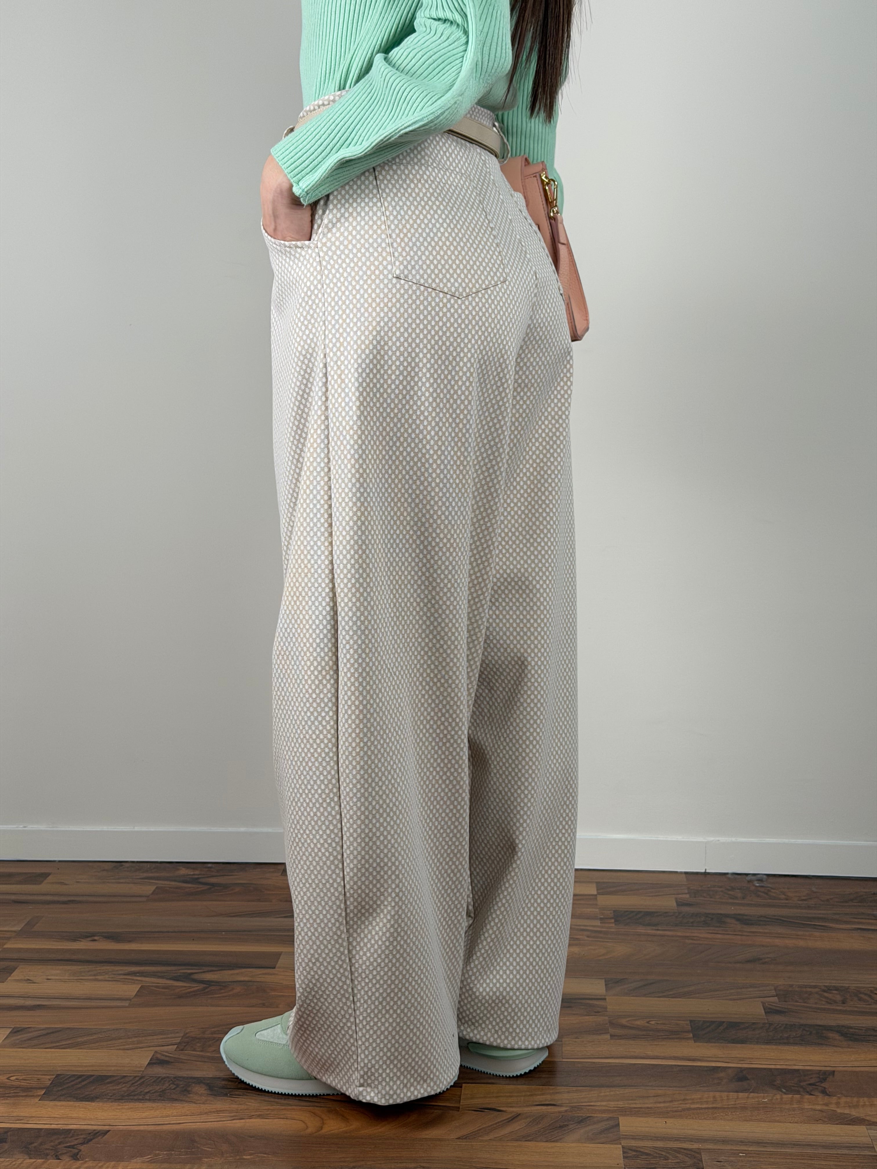 Pantalone pois beige