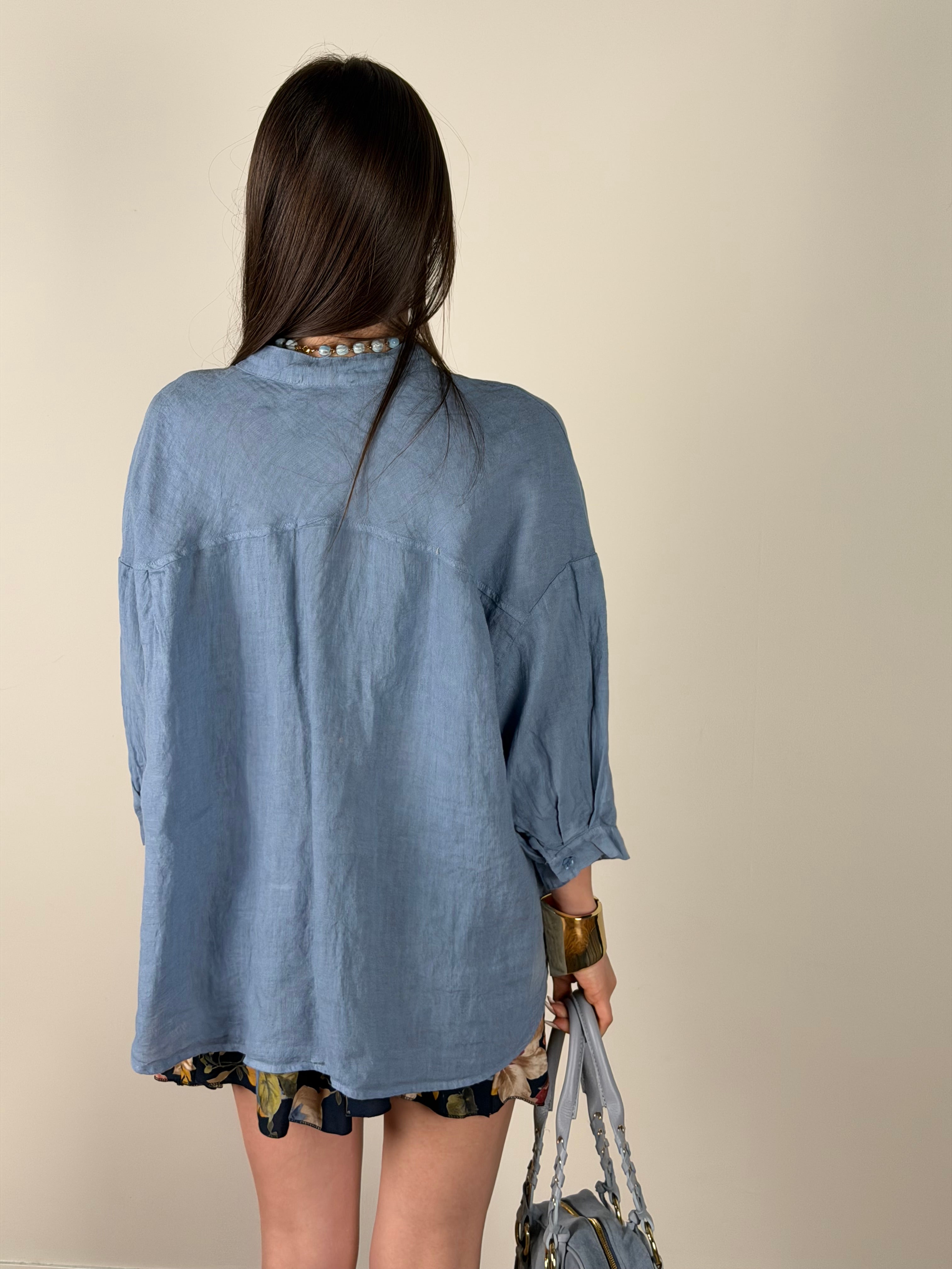 Camicia lino Miley celeste