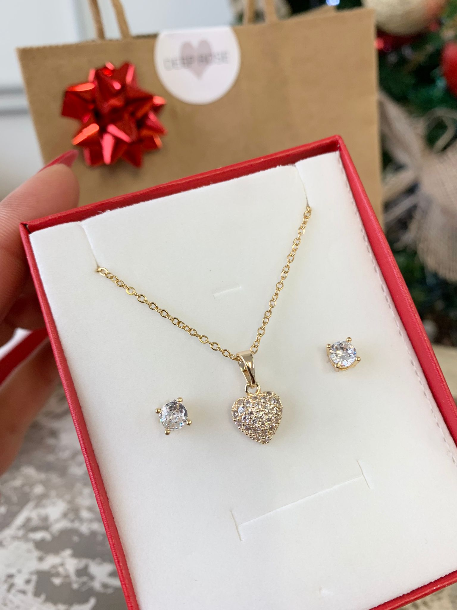 SET COLLANA cuore zirconato + punto luce