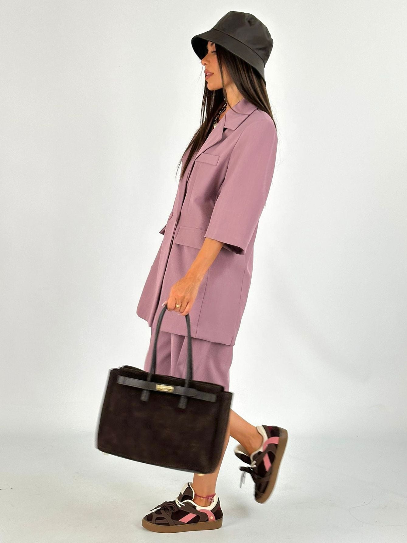 Completo giacca + bermuda rosa